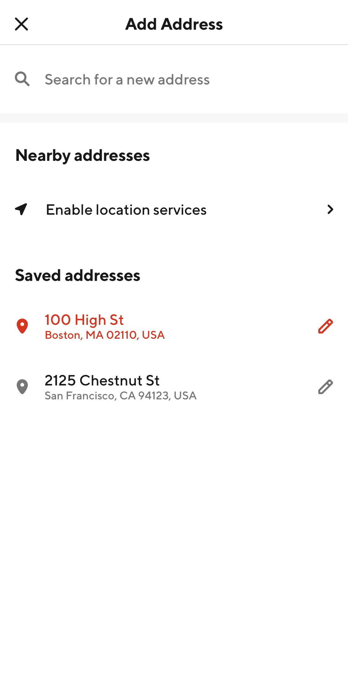 DoorDash’s App Address Book 308 of 371 Address Book Examples